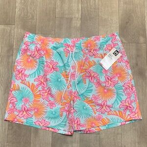 Mens NWT Member’s Mark Floral Beach‎ Swim Performance Drawstring Shorts